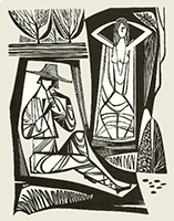 Mavka e Lukaš, protagonisti del dramma di Lesja Ukrajinka Il Canto della foresta, interpretati dall'artista Myron Levytsky