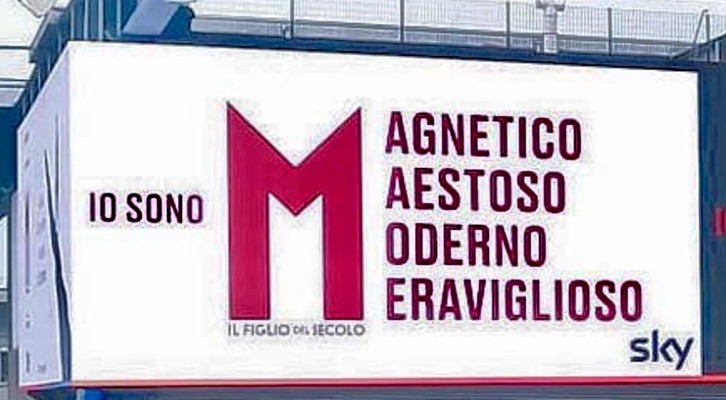 Uno dei cartelloni pubblicitari 6x3 con cui Sky ha pubblicizzato la serie tv 'Il figlio del secolo' tratto dal libro di Antonio Scurati