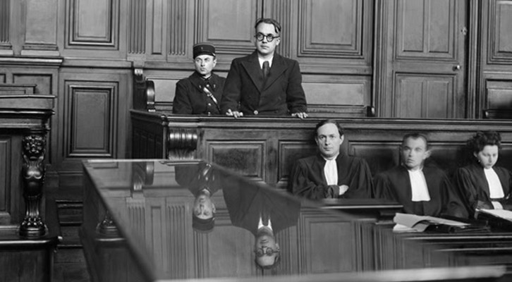 Robert Brasillach durante il processo