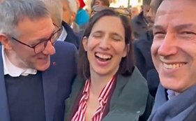 Maurizio Landini, Elly Schlein e Giuseppe Conte in piazza a Firenze contro il fascismo immaginario