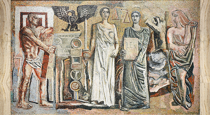 Fascismo. Mario Sironi, La Giustizia, 1936-1938, Mosaico, Milano, Palazzo di Giustizia