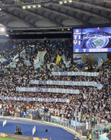 Gli striscioni dei tifosi della Curva Nord della Lazio