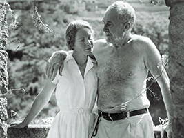 Una giovane Mary de Rachewiltz con il padre Ezra Pound