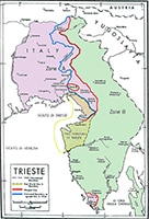 Strage di Vergarolla. Cartina di Trieste e dell''Istria